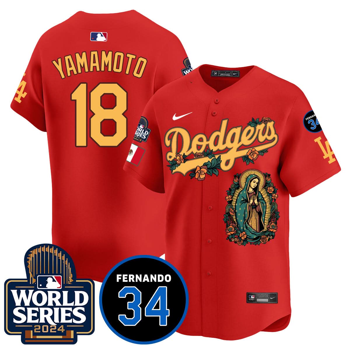Dodgers Guadalupe - Fernando Valenzuela Memorial Jersey - Printed
