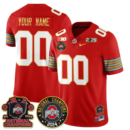 OSU 'Heritage Stripe' 2025 CFP Patch - National Champions Gold Custom Jersey N5 - All Stitched