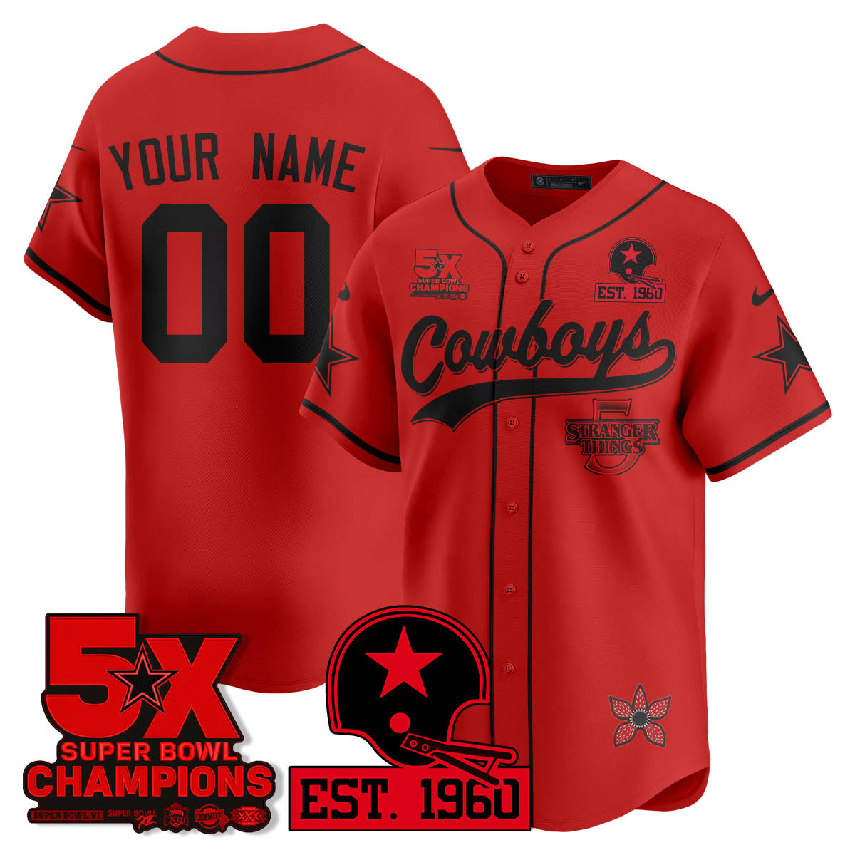 DAL Stranger Things Vapor Limited Baseball Custom Jersey - All Stitched