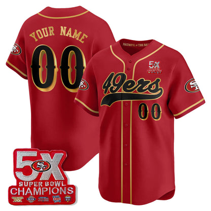 SF 5-Time Champions Patch Vapor Baseball Custom Jersey - All Stitched