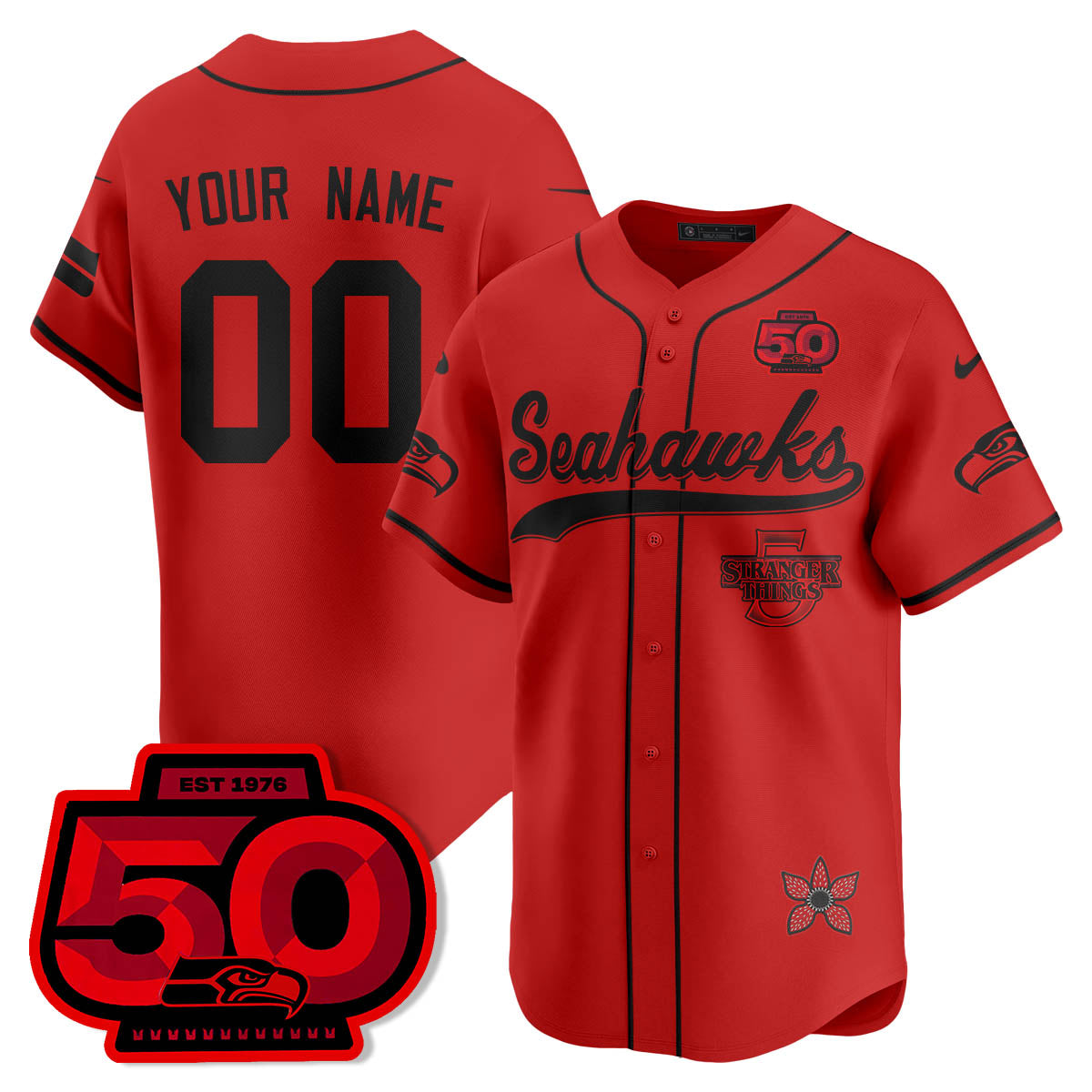Seattle Seahawks Stranger Things Vapor Limited Baseball Jersey - All Stitched