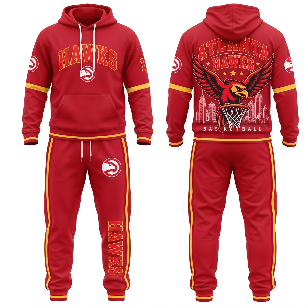 AH Streetwear Hoodie Pants Set - Printed