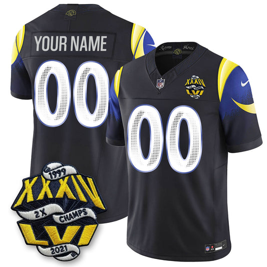 LAR 2-Time Champions Patch Vapor Limited Custom Jersey - Stitched