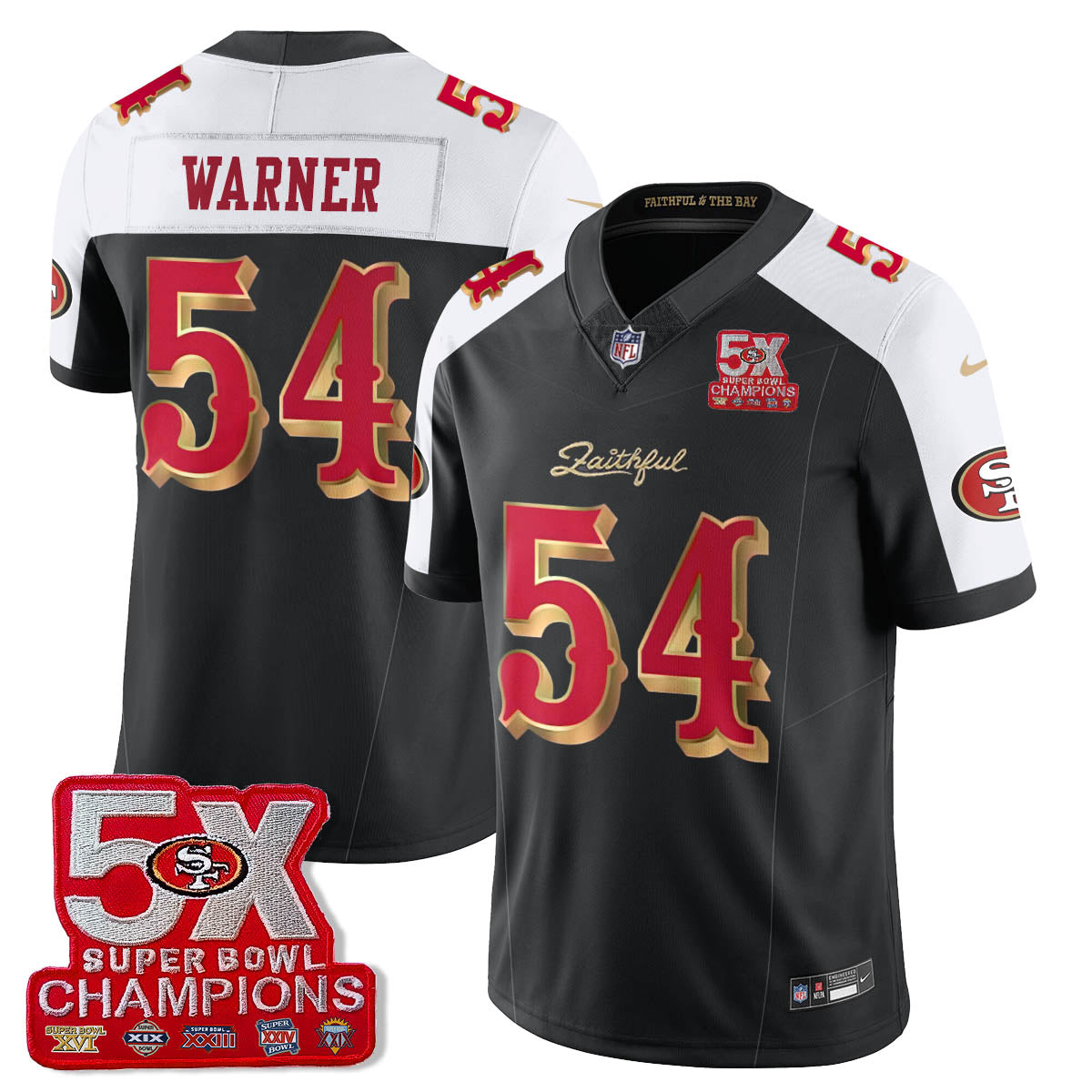 SF 5-Time Champions Patch Vapor Limited Jersey - All Stitched
