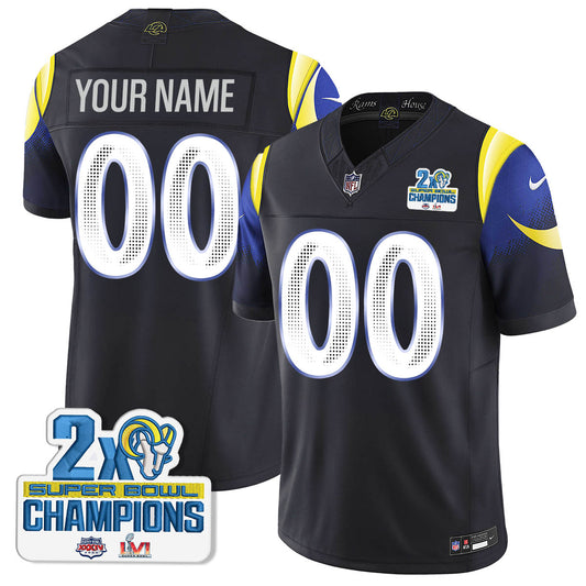 LAR 2-Time Champions Patch Vapor Limited Custom Jersey - Stitched