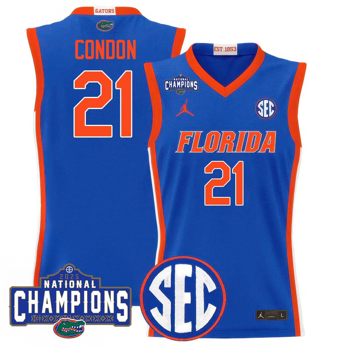 Florida Gators 2025 National Champions Basketball Jersey - All Stitched