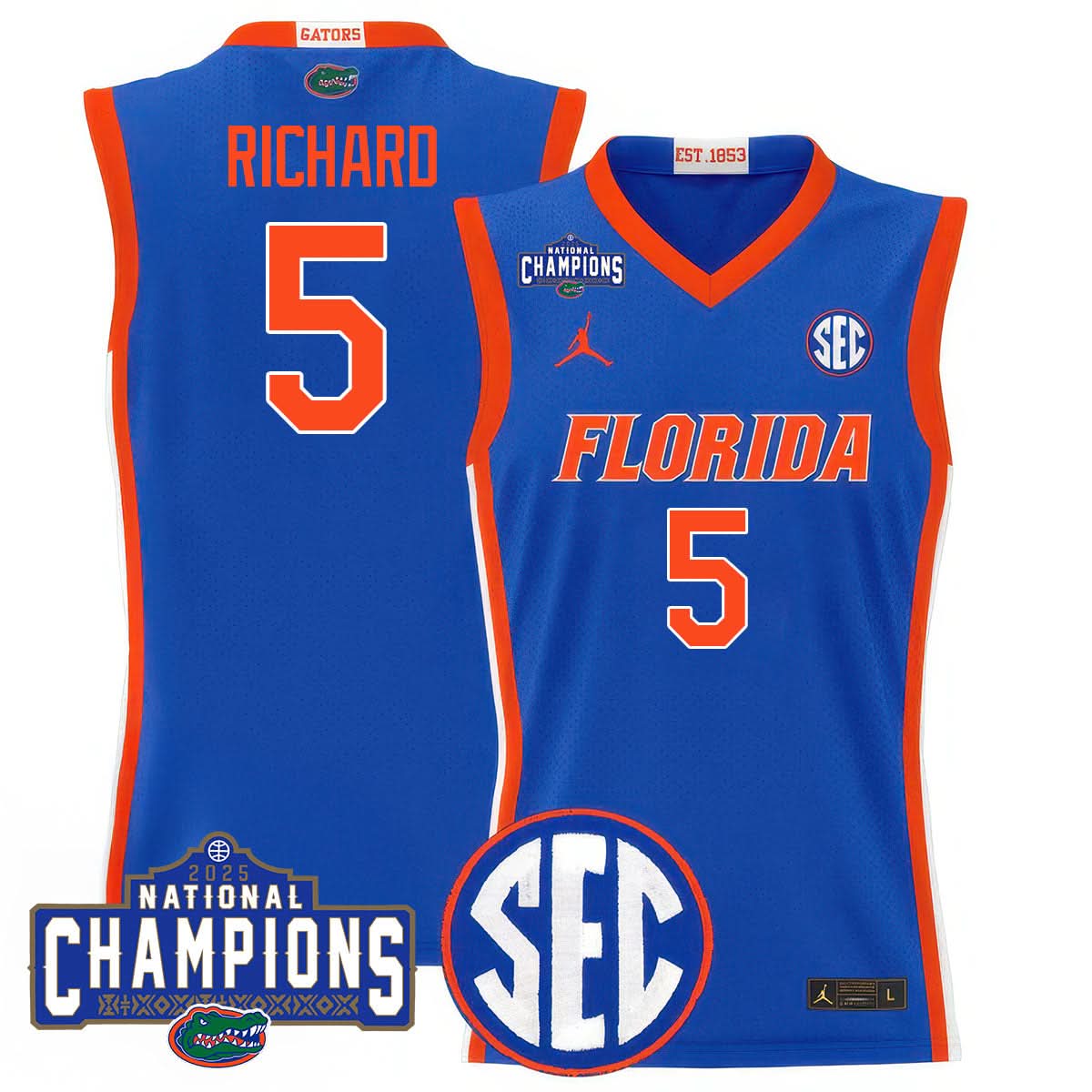 Florida Gators 2025 National Champions Basketball Jersey - All Stitched