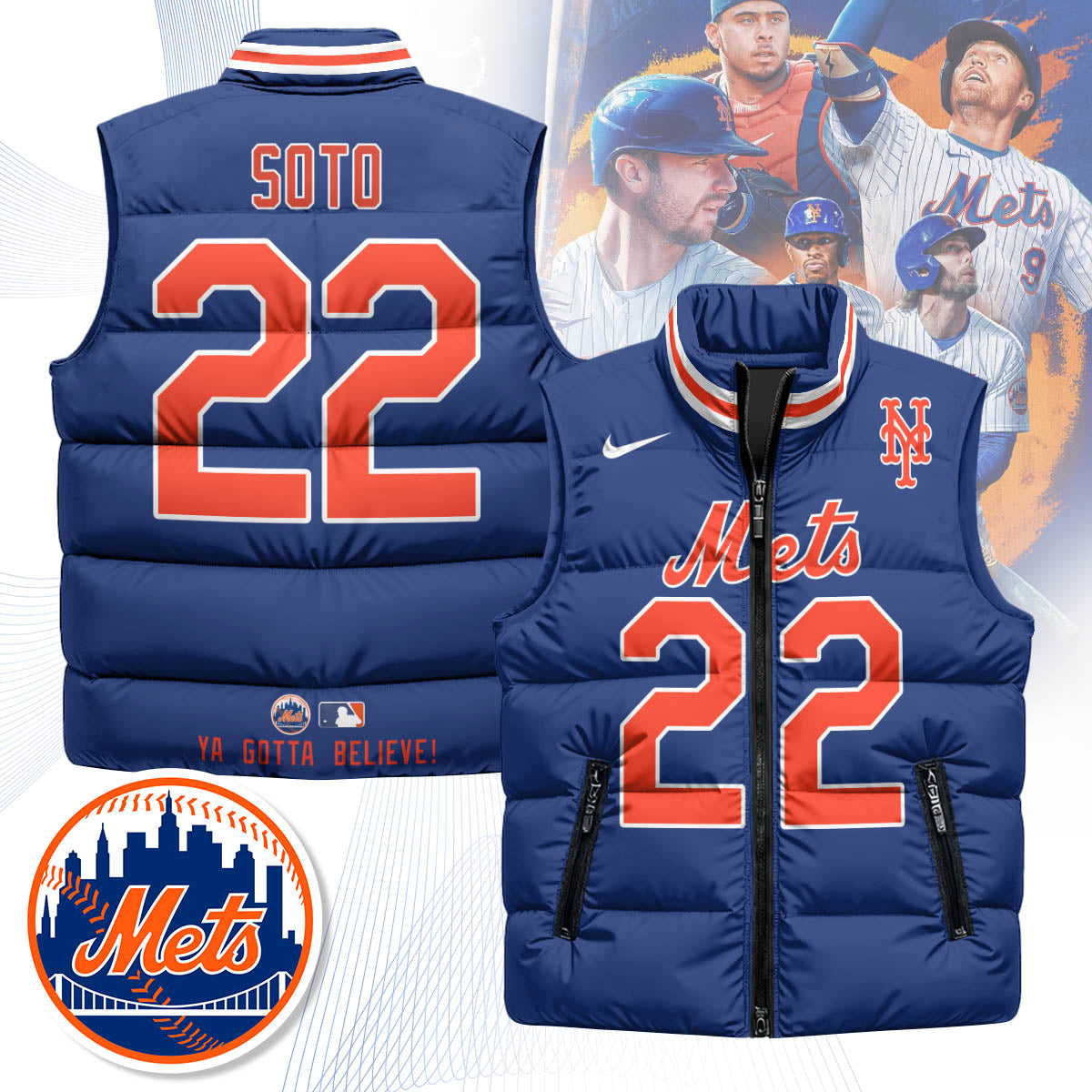 New York Mets Unisex Puffer Vest