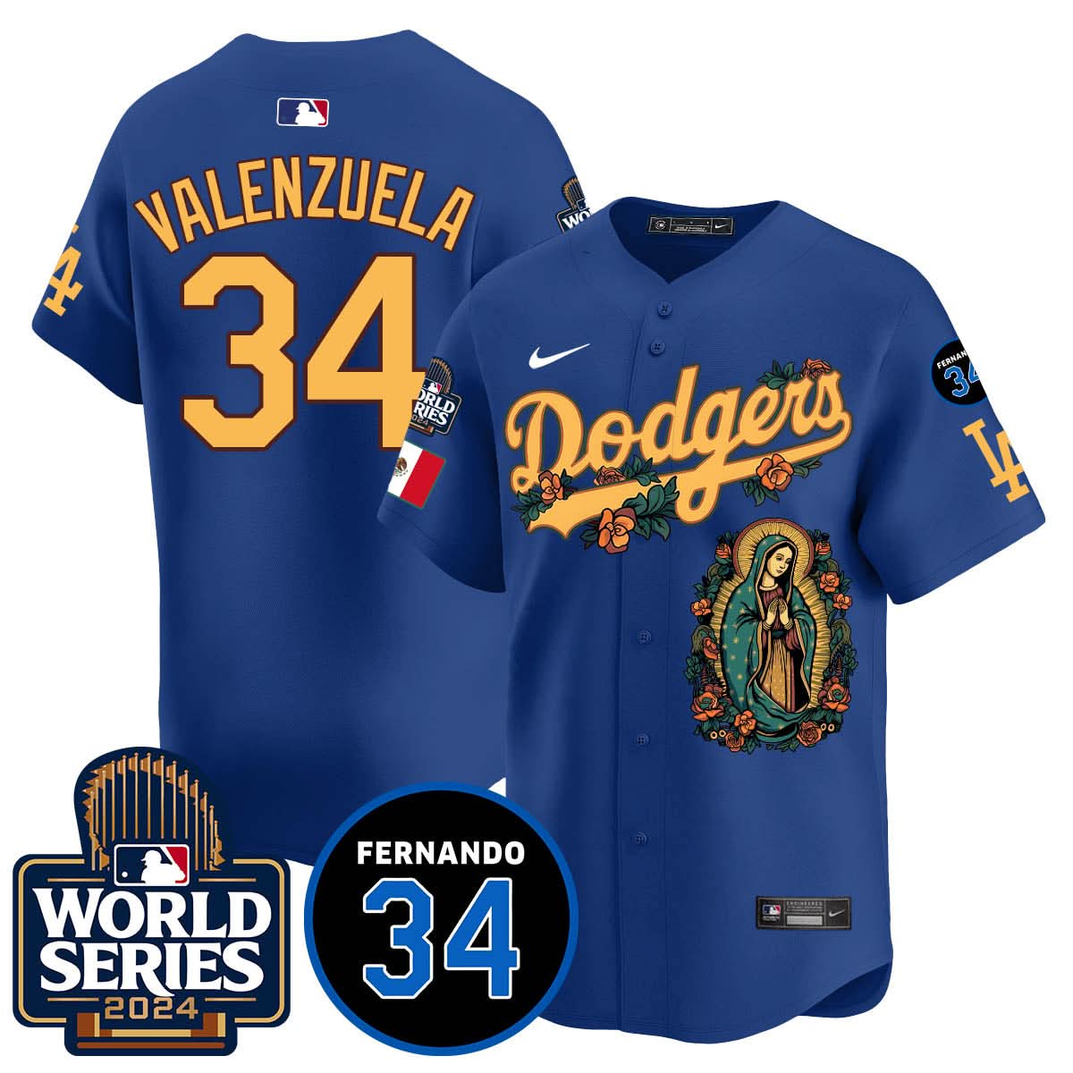 Dodgers Guadalupe - Fernando Valenzuela Memorial Jersey - Printed