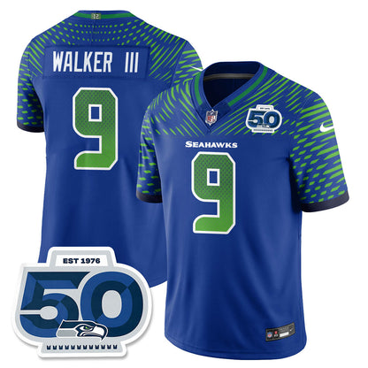 Seattle Seahawks 2025 "Rivalries" 50th Season Patch Vapor Limited Jersey - All Stitched