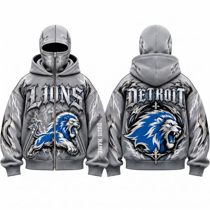 DET Gothic Style Personalized Mask Zip Up Hoodie - Printed