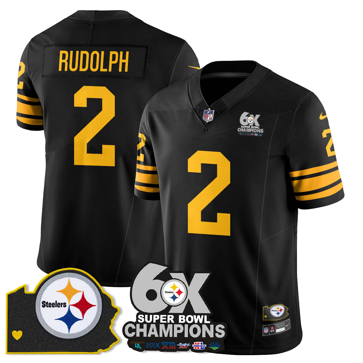 PIT 6-Time Champions Patch Vapor Limited Jersey - All Stitched