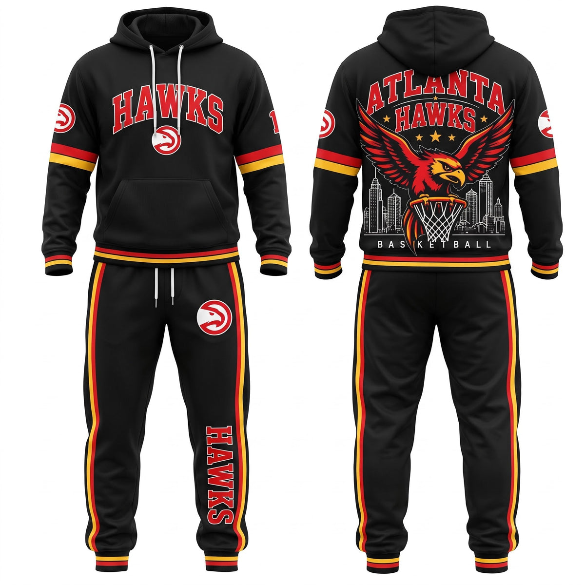 AH Streetwear Hoodie Pants Set - Printed