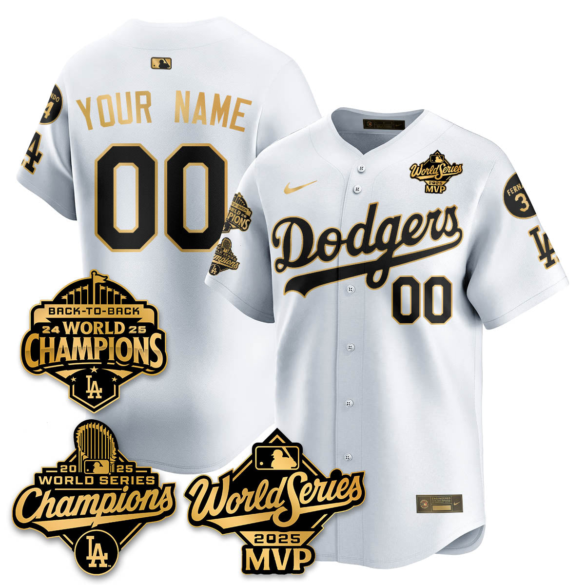 Yoshinobu Yamamoto LAD 2025 World Series MVP Custom Jersey - All Stitched