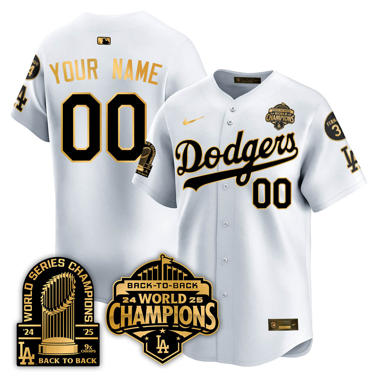LAD 2025 World Series Champions Jersey - 9x Champs - All Stitched
