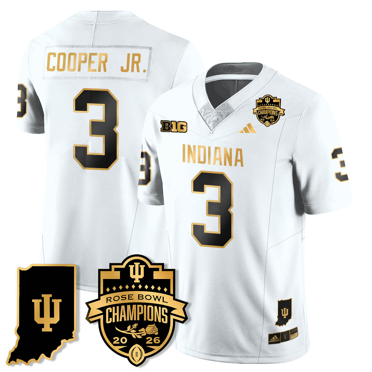 Indiana Hoosiers Vapor Limited Football Gold Jersey - Rose Bowl Champions - All Stitched