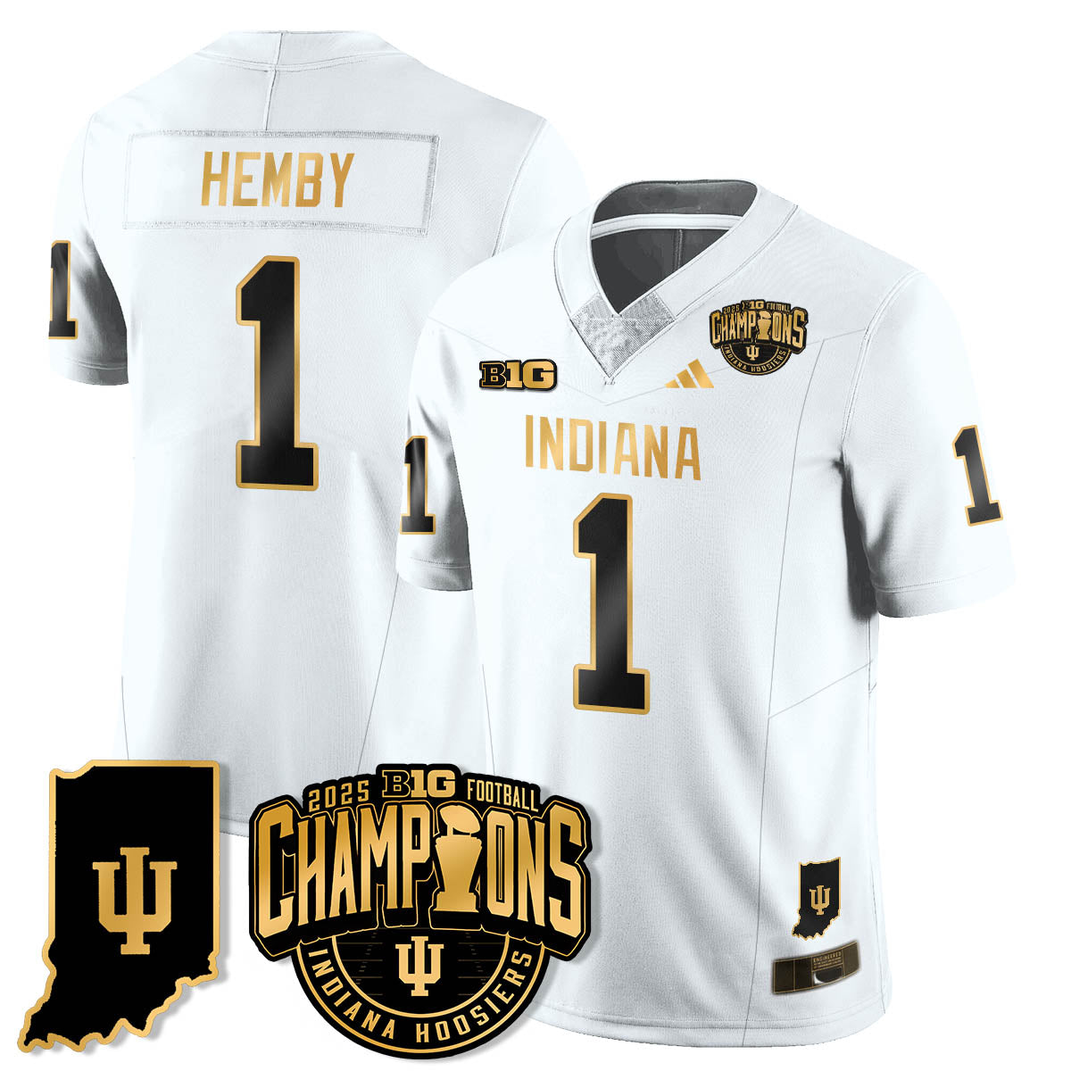 Indiana Hoosiers Vapor Limited Football Gold Jersey - Big 10 Champions - All Stitched