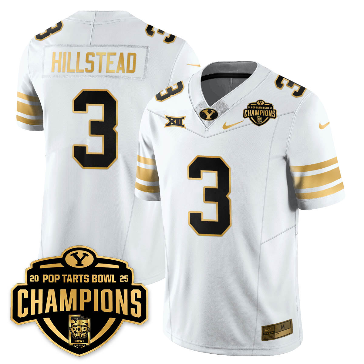 BYU Cougars Football 2025 Pop-Tarts Bowl Champions Gold Jersey - All Stitched