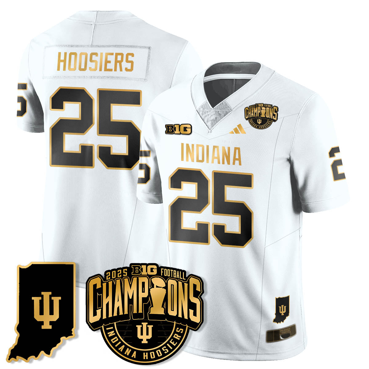 Indiana Hoosiers Vapor Limited Football Gold Jersey - Big 10 Champions - All Stitched