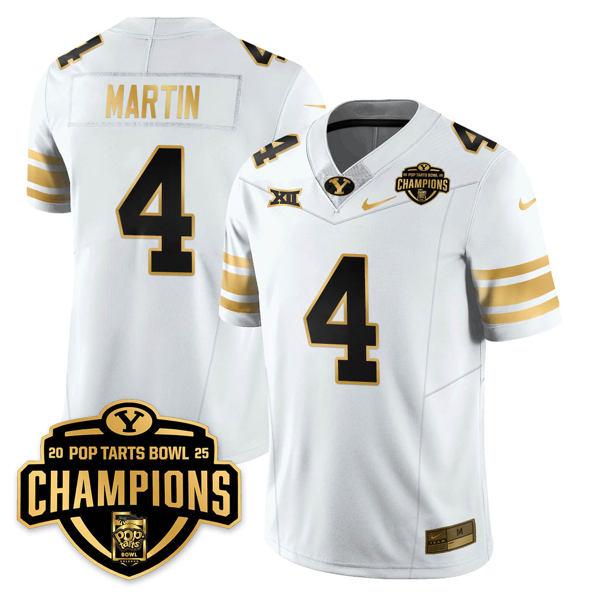 BYU Cougars Football 2025 Pop-Tarts Bowl Champions Gold Jersey - All Stitched