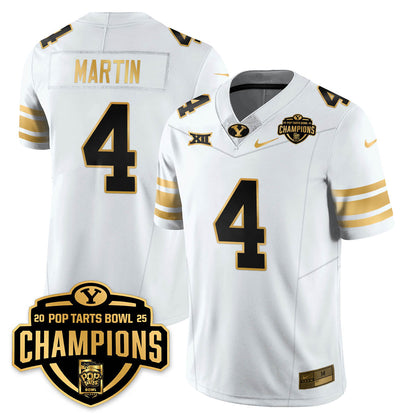 BYU Cougars Football 2025 Pop-Tarts Bowl Champions Gold Jersey - All Stitched