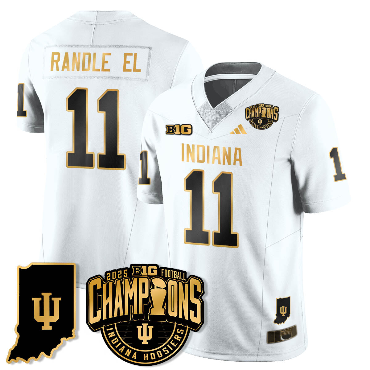 Indiana Hoosiers Vapor Limited Football Gold Jersey - Big 10 Champions - All Stitched