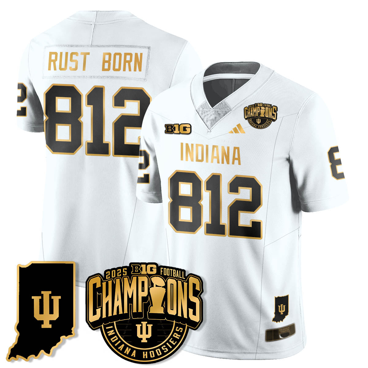 Indiana Hoosiers Vapor Limited Football Gold Jersey - Big 10 Champions - All Stitched