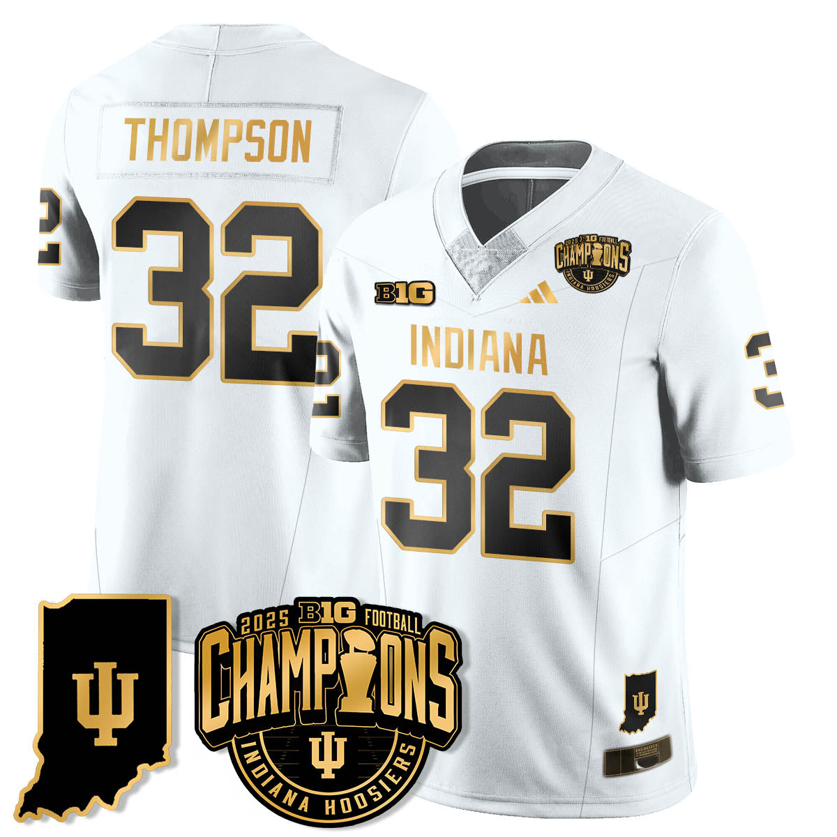 Indiana Hoosiers Vapor Limited Football Gold Jersey - Big 10 Champions - All Stitched
