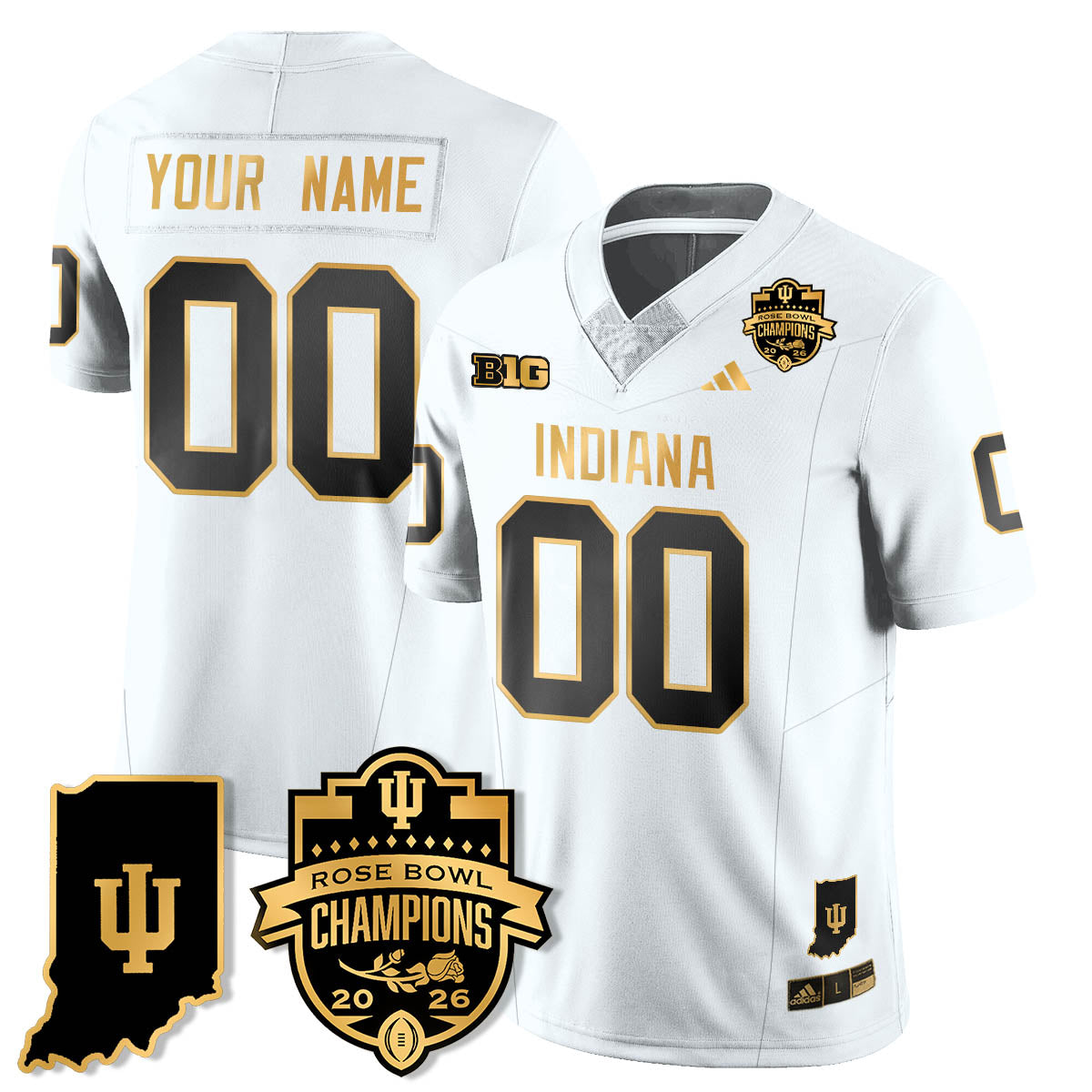 Custom Indiana Hoosiers Vapor Limited Football Gold Jersey - Rose Bowl Champions - All Stitched