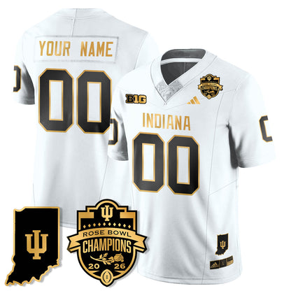 Custom Indiana Hoosiers Vapor Limited Football Gold Jersey - Rose Bowl Champions - All Stitched