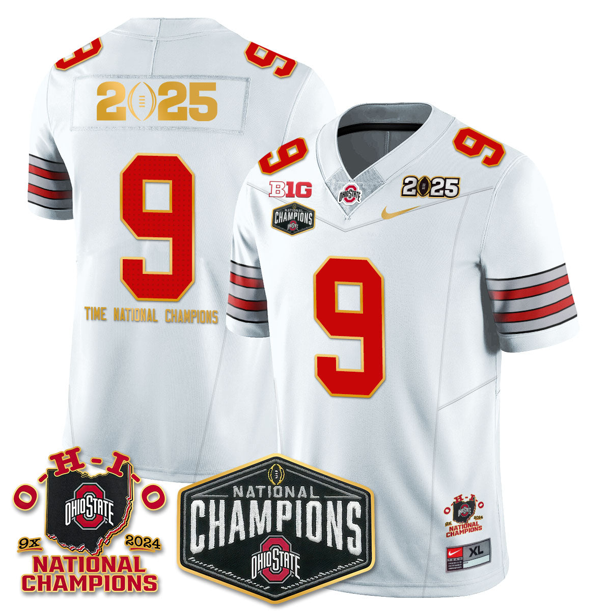 OSU 'Heritage Stripe' 2025 CFP Patch - National Champions Jersey N8 - All Stitched