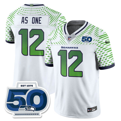 Seattle Seahawks 2025 "Rivalries" 50th Season Patch Vapor Limited Jersey - All Stitched