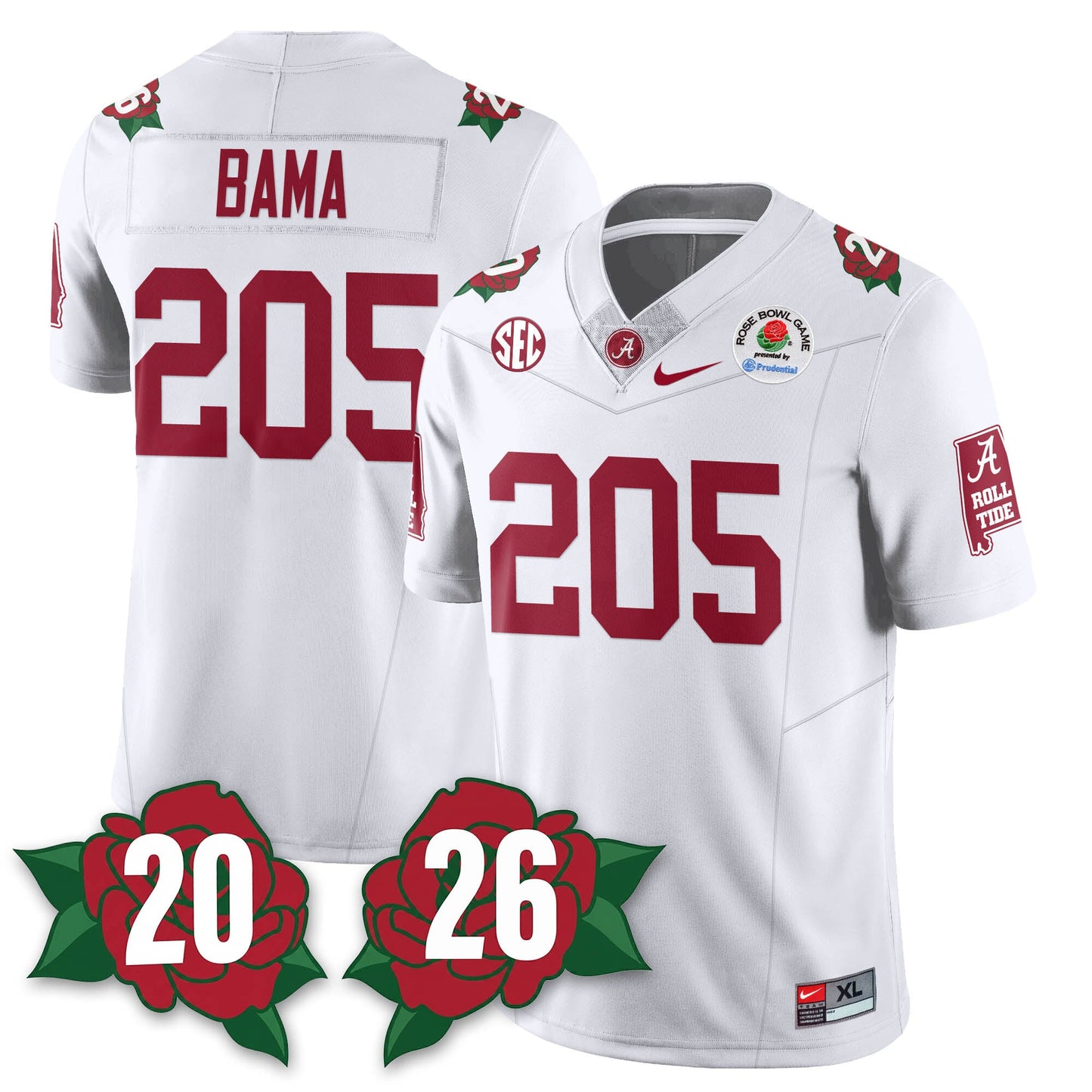BAMA Rose Bowl Vapor Limited Football Jersey - All Stitched