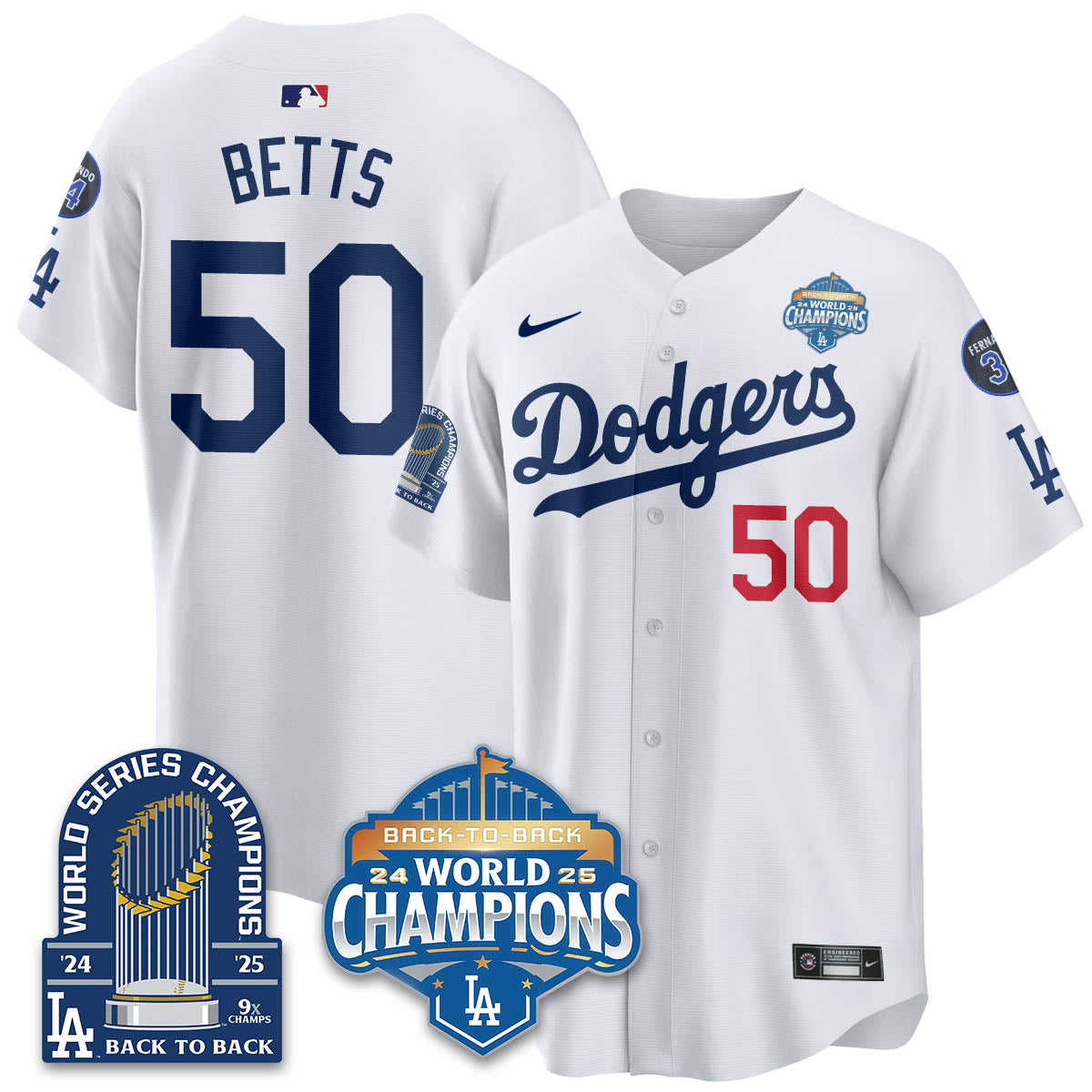 LAD 2025 World Series Champions Jersey - 9x Champs - All Stitched