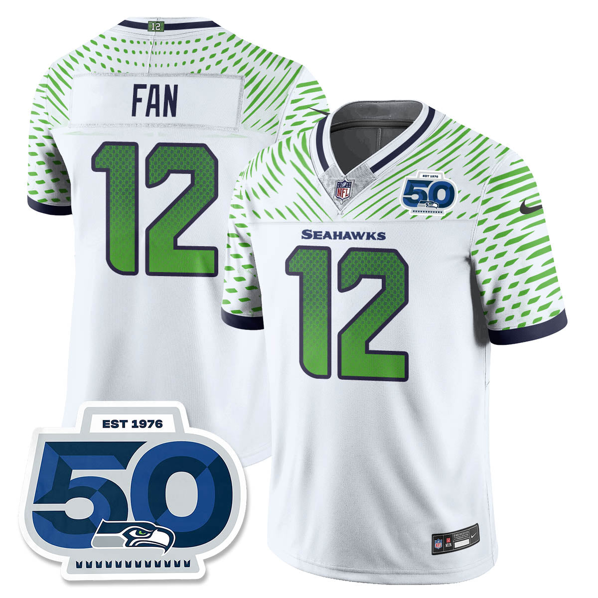 Seattle Seahawks 2025 "Rivalries" 50th Season Patch Vapor Limited Jersey - All Stitched
