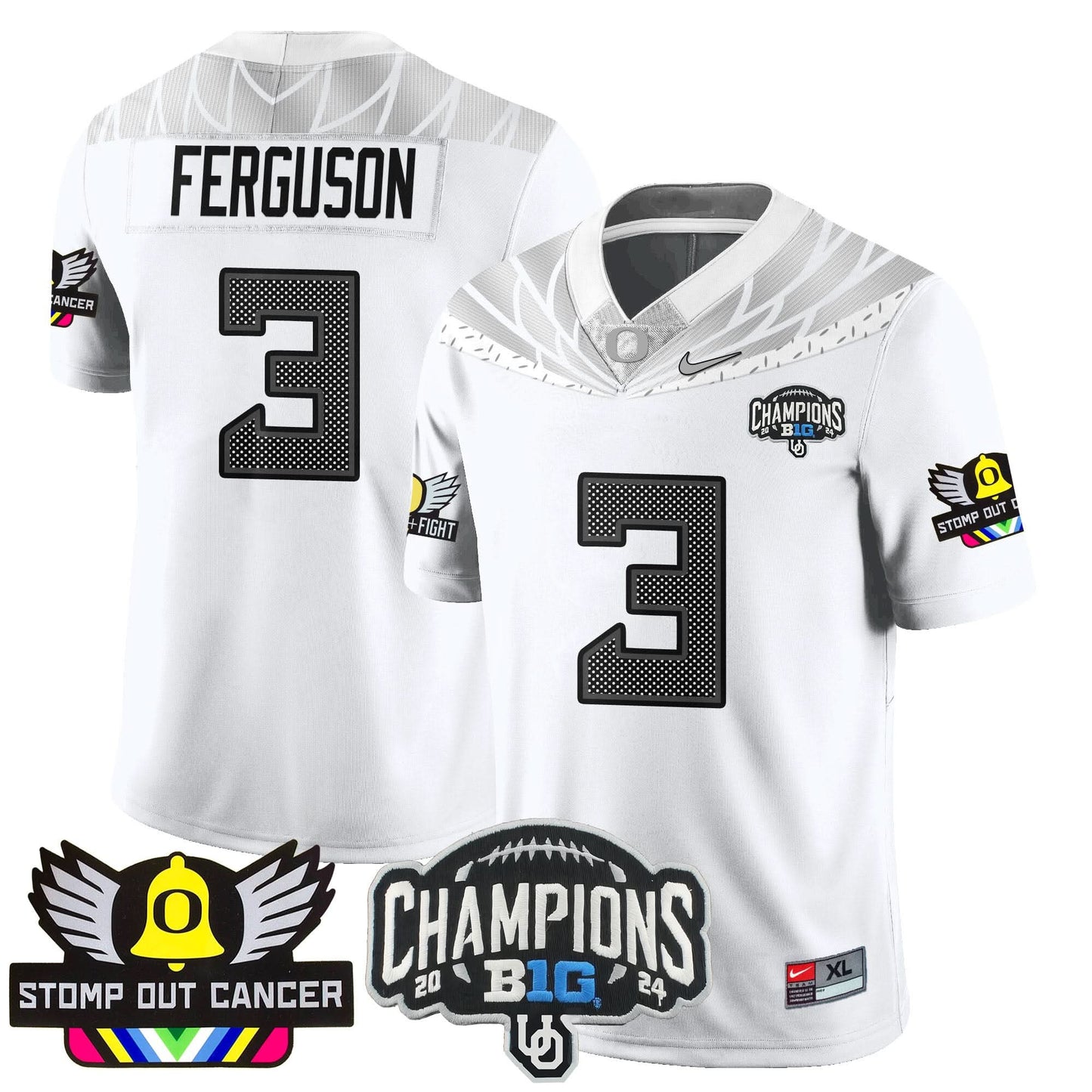 Oregon Alternate 2024 Big Ten Champions Jersey V2 - All Stitched