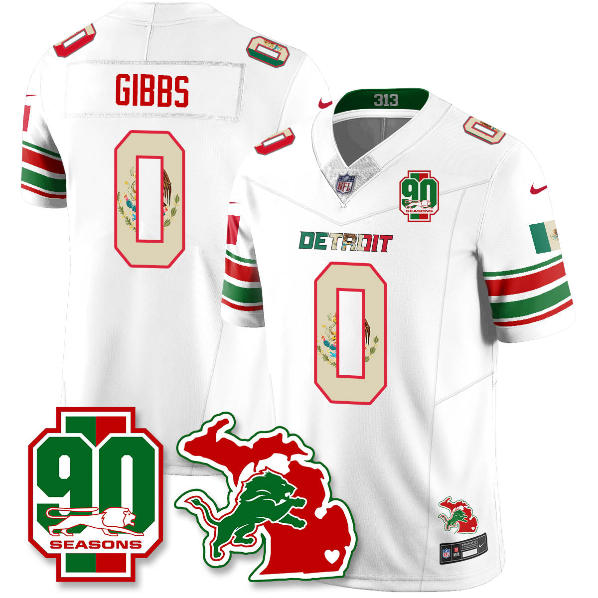 DET Mexico Vapor Limited Jersey - All Stitched