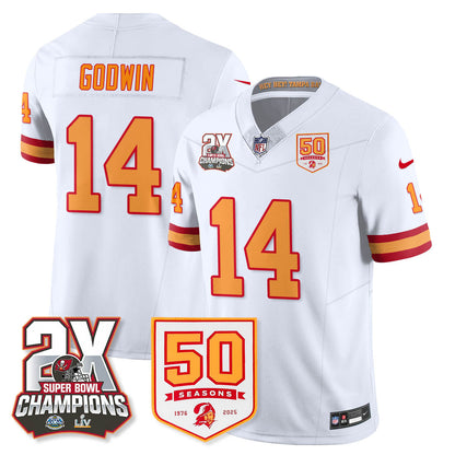 TB 2-Time Champions Patch Throwback Vapor Limited Jersey - All Stitched