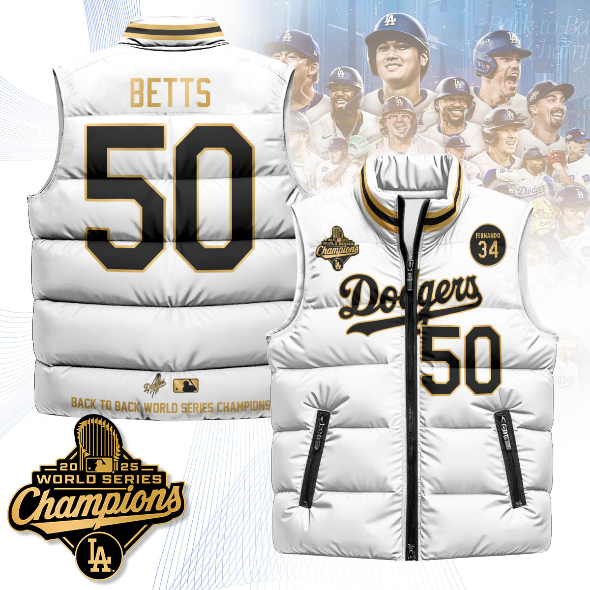 LAD 2025 World Series Champions Puffer Vest
