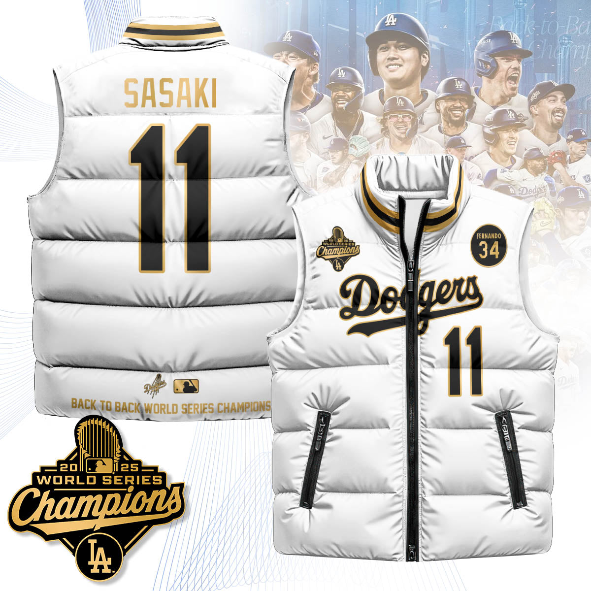 LAD 2025 World Series Champions Puffer Vest