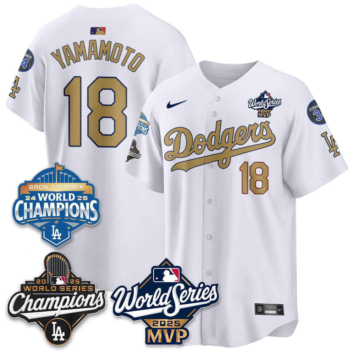 Yoshinobu Yamamoto LAD 2025 World Series MVP Jersey - All Stitched