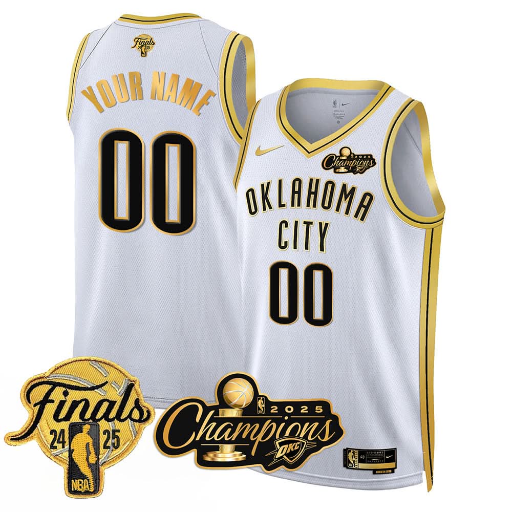 Oklahoma City Thunder 2025 NBA Champions Custom Jersey - All Stitched