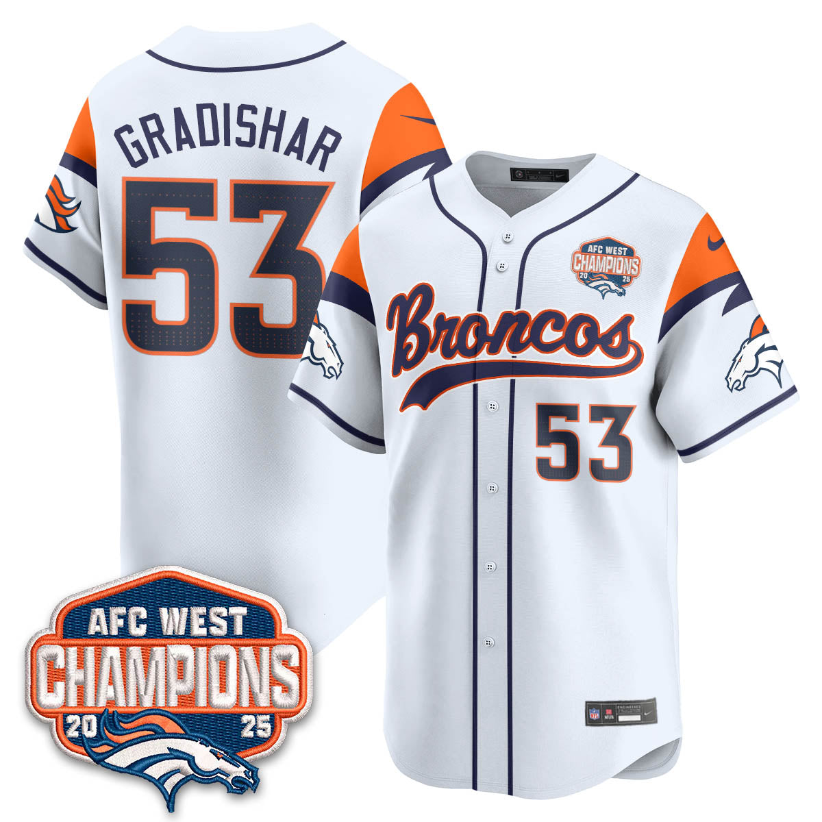 DEN AFC West Division Champions Limited Baseball Jersey V2 - All Stitched