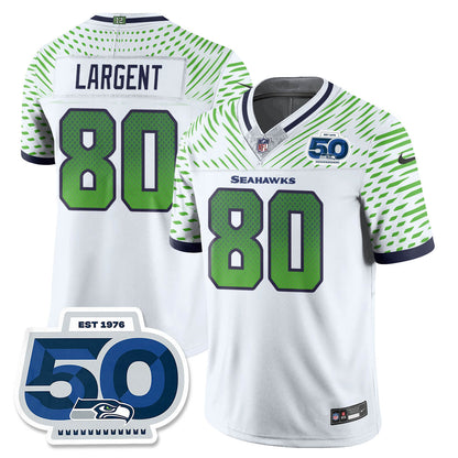Seattle Seahawks 2025 "Rivalries" 50th Season Patch Vapor Limited Jersey - All Stitched