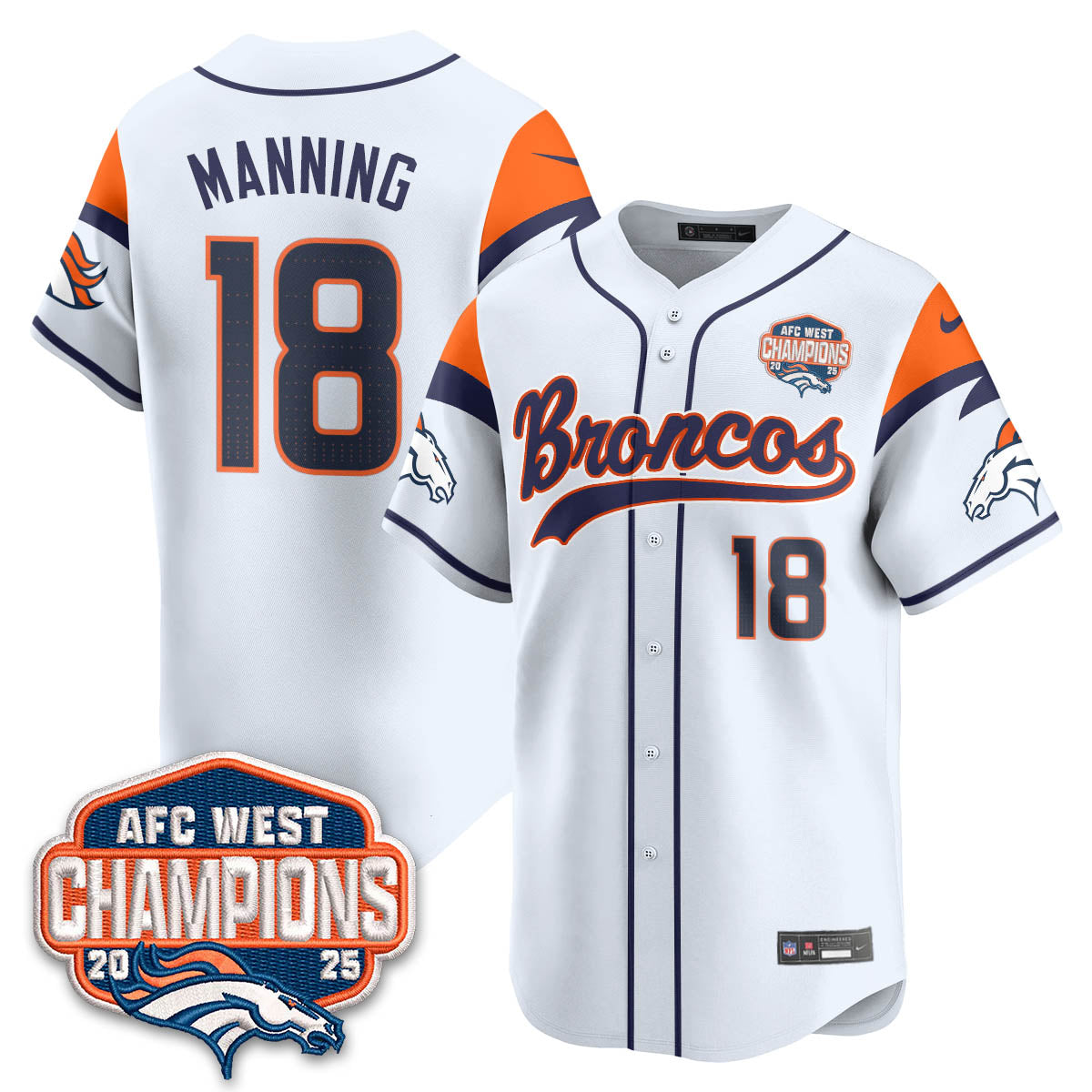 DEN AFC West Division Champions Limited Baseball Jersey V2 - All Stitched