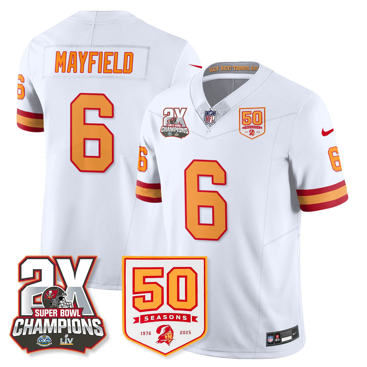 TB 2-Time Champions Patch Throwback Vapor Limited Jersey - All Stitched