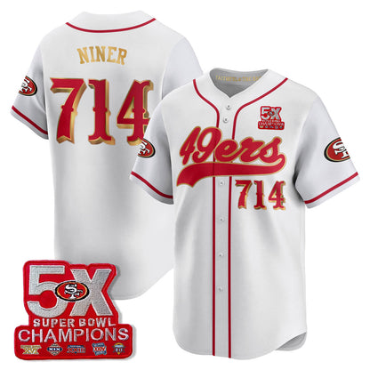 SF 5-Time Champions Patch Vapor Baseball Jersey - All Stitched