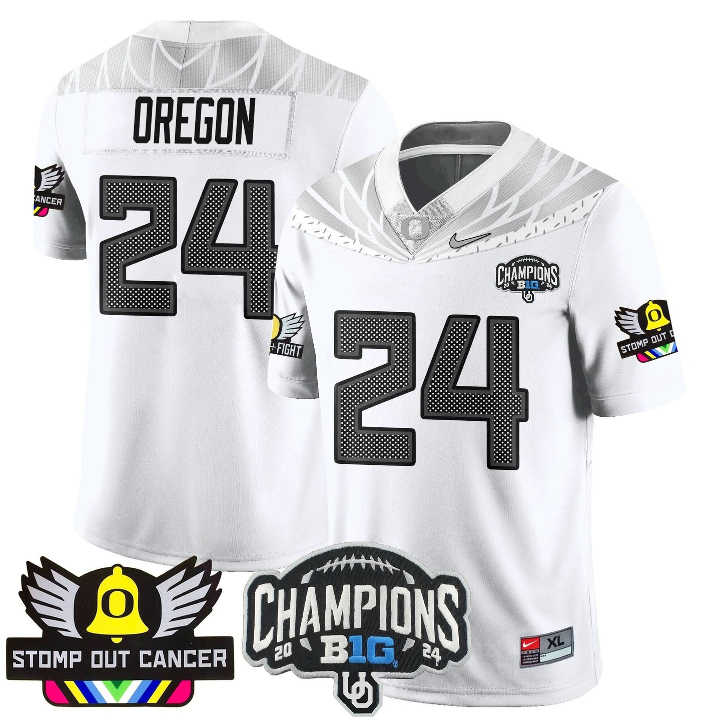 Oregon Alternate 2024 Big Ten Champions Jersey V2 - All Stitched