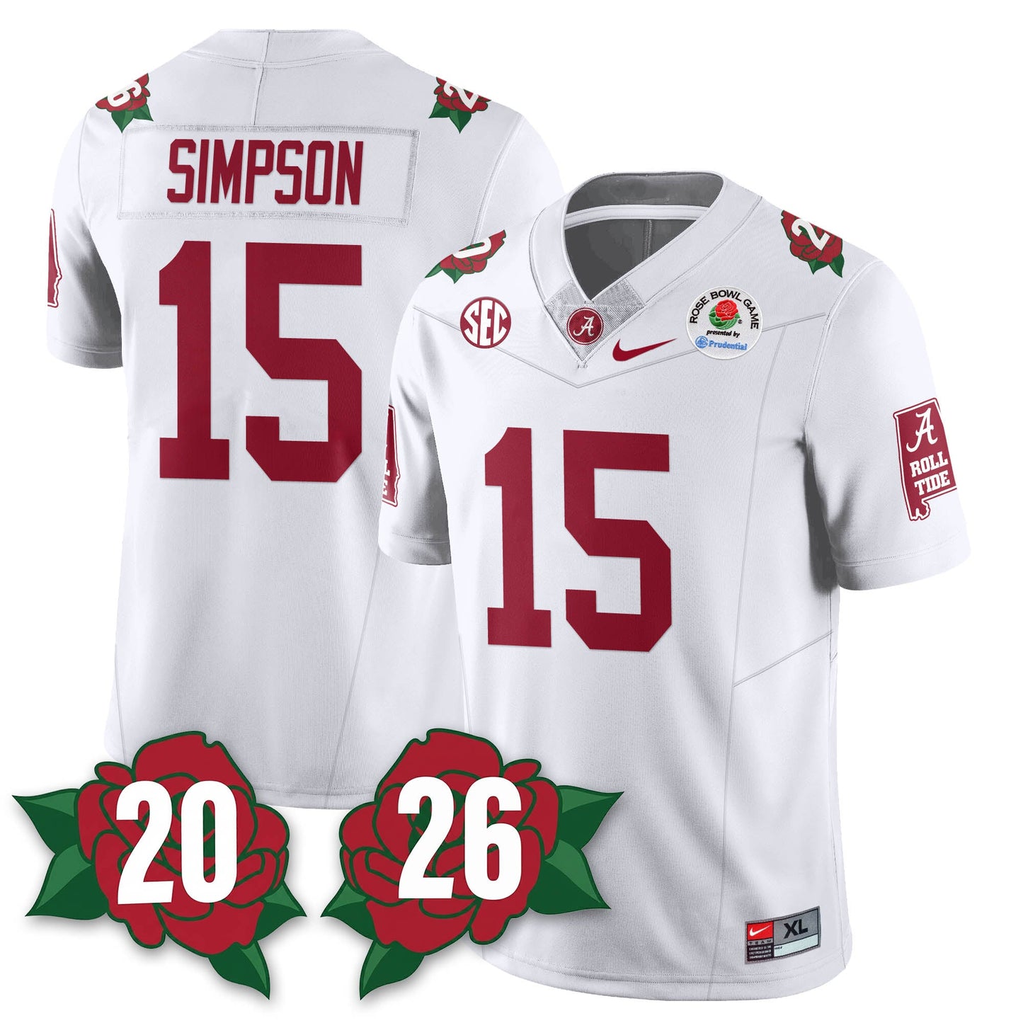 BAMA Rose Bowl Vapor Limited Football Jersey - All Stitched