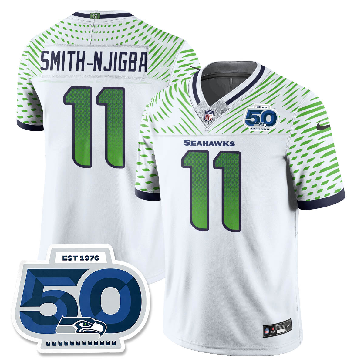 Seattle Seahawks 2025 "Rivalries" 50th Season Patch Vapor Limited Jersey - All Stitched